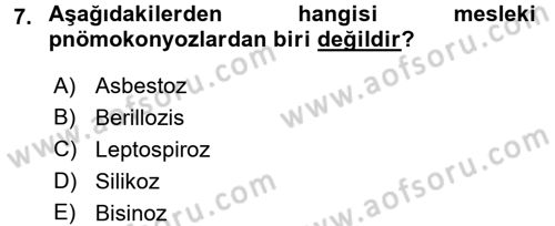 Halk Sağlığı Dersi 2016 - 2017 Yılı (Final) Dönem Sonu Sınav Soruları 7. Soru