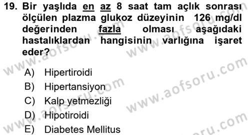 Halk Sağlığı Dersi 2017 - 2018 Yılı (Vize) Ara Sınav Soruları 19. Soru