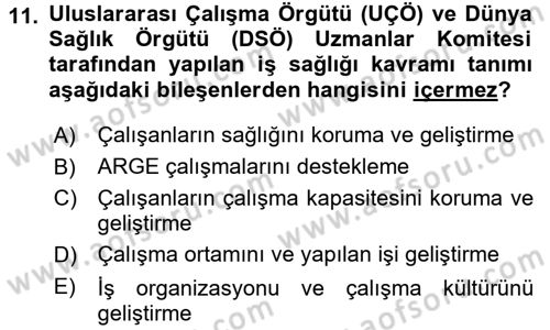 Halk Sağlığı Dersi 2017 - 2018 Yılı (Final) Dönem Sonu Sınav Soruları 11. Soru