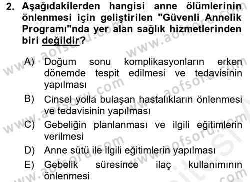 Halk Sağlığı Dersi 2017 - 2018 Yılı (Final) Dönem Sonu Sınav Soruları 2. Soru