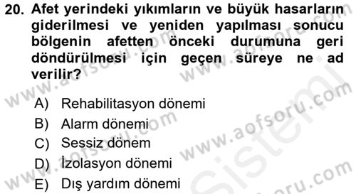 Halk Sağlığı Dersi 2017 - 2018 Yılı (Final) Dönem Sonu Sınav Soruları 20. Soru