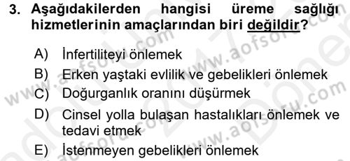 Halk Sağlığı Dersi 2017 - 2018 Yılı (Final) Dönem Sonu Sınav Soruları 3. Soru