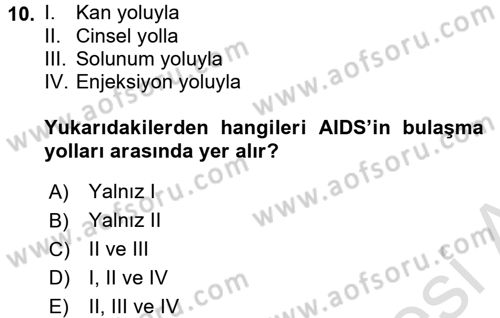 Halk Sağlığı Dersi 2018 - 2019 Yılı 3 Ders Sınav Soruları 10. Soru