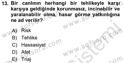 Halk Sağlığı Dersi 2018 - 2019 Yılı 3 Ders Sınav Soruları 13. Soru
