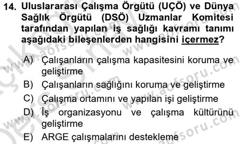 Halk Sağlığı Dersi 2018 - 2019 Yılı 3 Ders Sınav Soruları 14. Soru
