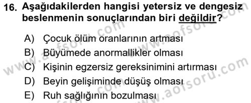 Halk Sağlığı Dersi 2018 - 2019 Yılı 3 Ders Sınav Soruları 16. Soru