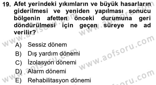 Halk Sağlığı Dersi 2018 - 2019 Yılı 3 Ders Sınav Soruları 19. Soru