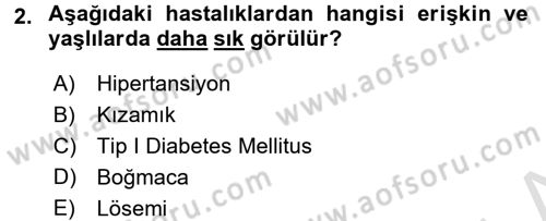 Halk Sağlığı Dersi 2018 - 2019 Yılı 3 Ders Sınav Soruları 2. Soru