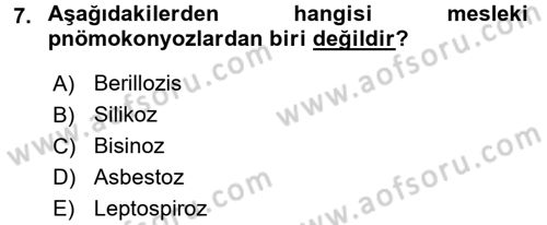 Halk Sağlığı Dersi 2018 - 2019 Yılı 3 Ders Sınav Soruları 7. Soru