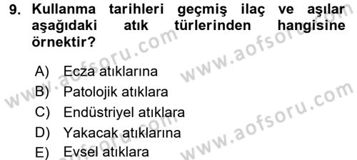 Halk Sağlığı Dersi 2018 - 2019 Yılı 3 Ders Sınav Soruları 9. Soru