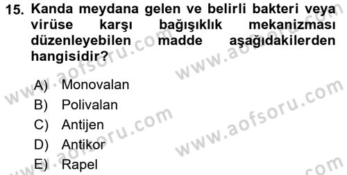 Halk Sağlığı Dersi 2018 - 2019 Yılı (Vize) Ara Sınav Soruları 15. Soru