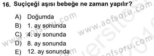 Halk Sağlığı Dersi 2018 - 2019 Yılı (Vize) Ara Sınav Soruları 16. Soru