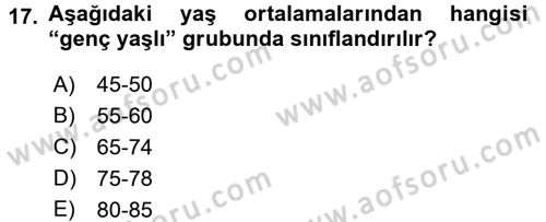 Halk Sağlığı Dersi 2018 - 2019 Yılı (Vize) Ara Sınav Soruları 17. Soru
