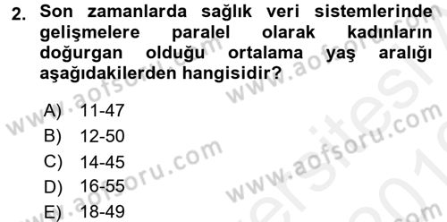 Halk Sağlığı Dersi 2018 - 2019 Yılı (Vize) Ara Sınav Soruları 2. Soru