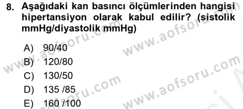 Halk Sağlığı Dersi 2018 - 2019 Yılı (Vize) Ara Sınav Soruları 8. Soru