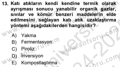 Halk Sağlığı Dersi 2024 - 2025 Yılı Yaz Okulu Sınav Soruları 13. Soru