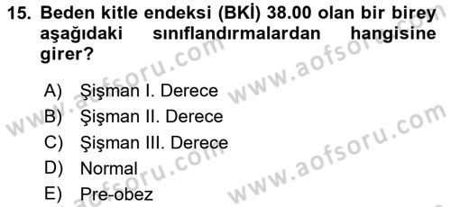 Halk Sağlığı Dersi 2024 - 2025 Yılı Yaz Okulu Sınav Soruları 15. Soru