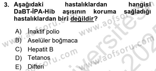 Halk Sağlığı Dersi 2024 - 2025 Yılı Yaz Okulu Sınav Soruları 3. Soru