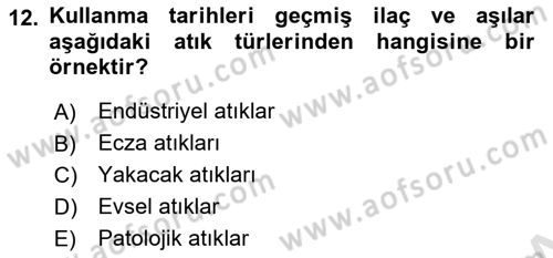 Halk Sağlığı Dersi 2025 - 2026 Yılı Yaz Okulu Sınav Soruları 12. Soru