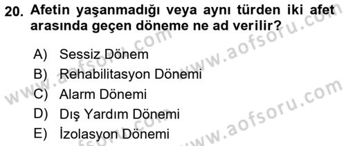 Halk Sağlığı Dersi 2025 - 2026 Yılı Yaz Okulu Sınav Soruları 20. Soru