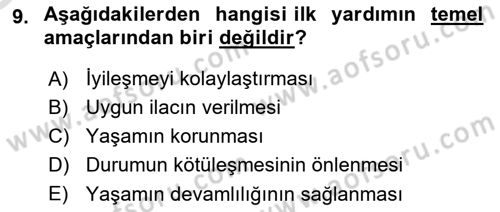 Halk Sağlığı Dersi 2025 - 2026 Yılı Yaz Okulu Sınav Soruları 9. Soru