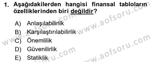 Sağlık İşletmelerinde Finansal Yönetim Dersi 2021 - 2022 Yılı (Vize) Ara Sınav Soruları 1. Soru