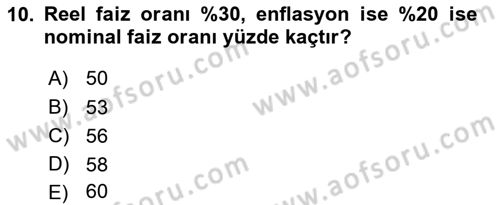Sağlık İşletmelerinde Finansal Yönetim Dersi 2021 - 2022 Yılı (Vize) Ara Sınav Soruları 10. Soru