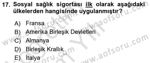 Sağlık İşletmelerinde Finansal Yönetim Dersi 2021 - 2022 Yılı Yaz Okulu Sınav Soruları 17. Soru