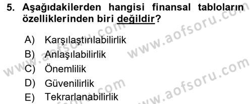 Sağlık İşletmelerinde Finansal Yönetim Dersi 2021 - 2022 Yılı Yaz Okulu Sınav Soruları 5. Soru