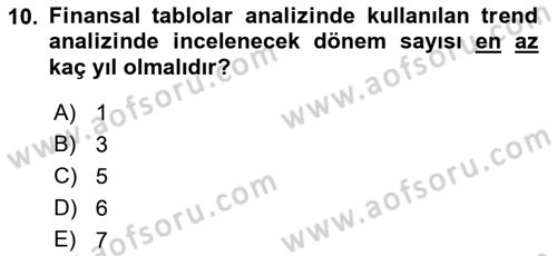 Sağlık İşletmelerinde Finansal Yönetim Dersi 2022 - 2023 Yılı Yaz Okulu Sınav Soruları 10. Soru