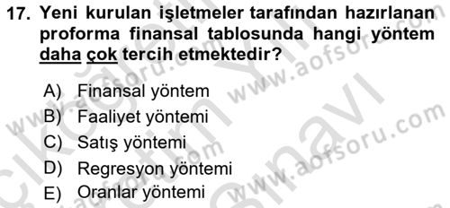 Sağlık İşletmelerinde Finansal Yönetim Dersi 2023 - 2024 Yılı (Vize) Ara Sınavı 17. Soru