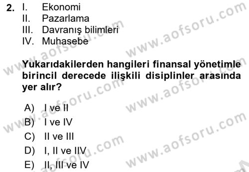 Sağlık İşletmelerinde Finansal Yönetim Dersi 2023 - 2024 Yılı (Vize) Ara Sınavı 2. Soru