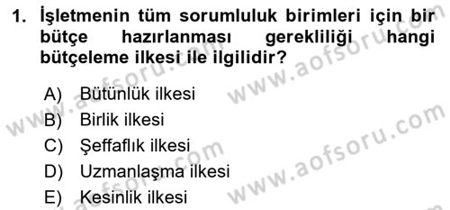 Sağlık İşletmelerinde Finansal Yönetim Dersi 2023 - 2024 Yılı (Final) Dönem Sonu Sınavı 1. Soru