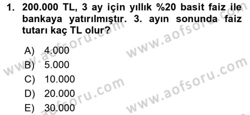 Sağlık İşletmelerinde Finansal Yönetim Dersi 2023 - 2024 Yılı Yaz Okulu Sınav Soruları 1. Soru
