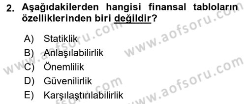 Sağlık İşletmelerinde Finansal Yönetim Dersi 2023 - 2024 Yılı Yaz Okulu Sınav Soruları 2. Soru