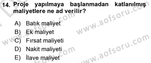 Sağlık İşletmelerinde Finansal Yönetim Dersi 2024 - 2025 Yılı (Final) Dönem Sonu Sınav Soruları 14. Soru
