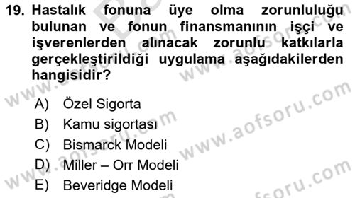 Sağlık İşletmelerinde Finansal Yönetim Dersi 2024 - 2025 Yılı (Final) Dönem Sonu Sınav Soruları 19. Soru
