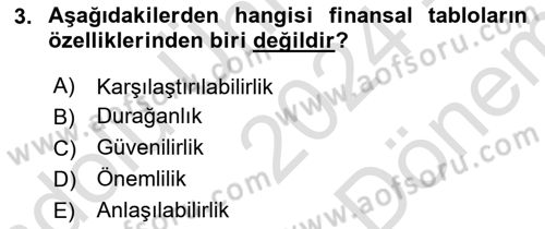 Sağlık İşletmelerinde Finansal Yönetim Dersi 2024 - 2025 Yılı (Final) Dönem Sonu Sınav Soruları 3. Soru