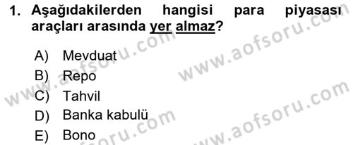 Sağlık İşletmelerinde Finansal Yönetim Dersi 2024 - 2025 Yılı Yaz Okulu Sınav Soruları 1. Soru