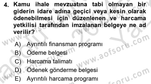 Sağlık İşletmelerinde Finansal Yönetim Dersi 2024 - 2025 Yılı Yaz Okulu Sınav Soruları 4. Soru