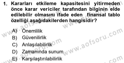 Sağlık İşletmelerinde Finansal Yönetim Dersi 2025 - 2026 Yılı (Vize) Ara Sınav Soruları 1. Soru