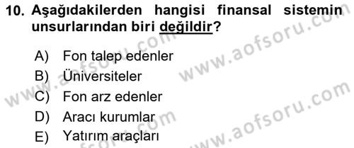 Sağlık İşletmelerinde Finansal Yönetim Dersi 2025 - 2026 Yılı (Vize) Ara Sınav Soruları 10. Soru