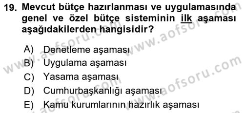 Sağlık İşletmelerinde Finansal Yönetim Dersi 2025 - 2026 Yılı (Vize) Ara Sınav Soruları 19. Soru