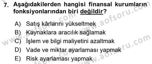 Sağlık İşletmelerinde Finansal Yönetim Dersi 2025 - 2026 Yılı (Vize) Ara Sınav Soruları 7. Soru