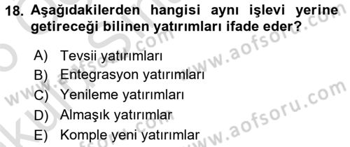 Sağlık İşletmelerinde Finansal Yönetim Dersi 2025 - 2026 Yılı Yaz Okulu Sınav Soruları 18. Soru