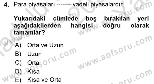 Sağlık İşletmelerinde Finansal Yönetim Dersi 2025 - 2026 Yılı Yaz Okulu Sınav Soruları 4. Soru