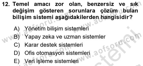 Sağlık İşletmelerinde Kalite Yönetim Dersi 2020 - 2021 Yılı Yaz Okulu Sınavı 12. Soru