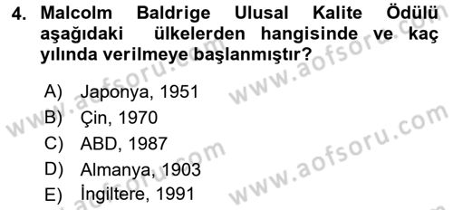 Sağlık İşletmelerinde Kalite Yönetim Dersi 2021 - 2022 Yılı Yaz Okulu Sınav Soruları 4. Soru