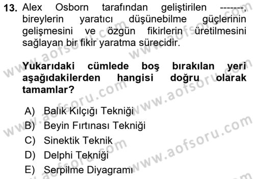 Sağlık İşletmelerinde Kalite Yönetim Dersi 2023 - 2024 Yılı (Vize) Ara Sınav Soruları 13. Soru