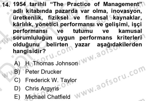 Sağlık İşletmelerinde Kalite Yönetim Dersi 2023 - 2024 Yılı (Final) Dönem Sonu Sınav Soruları 14. Soru